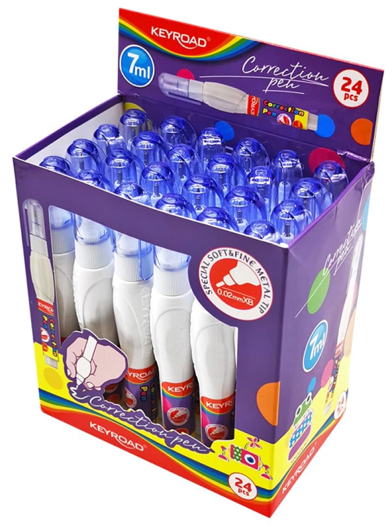 Lot de 24 Stylos Correcteurs Précis KEYROAD - Blanc, 7 ml