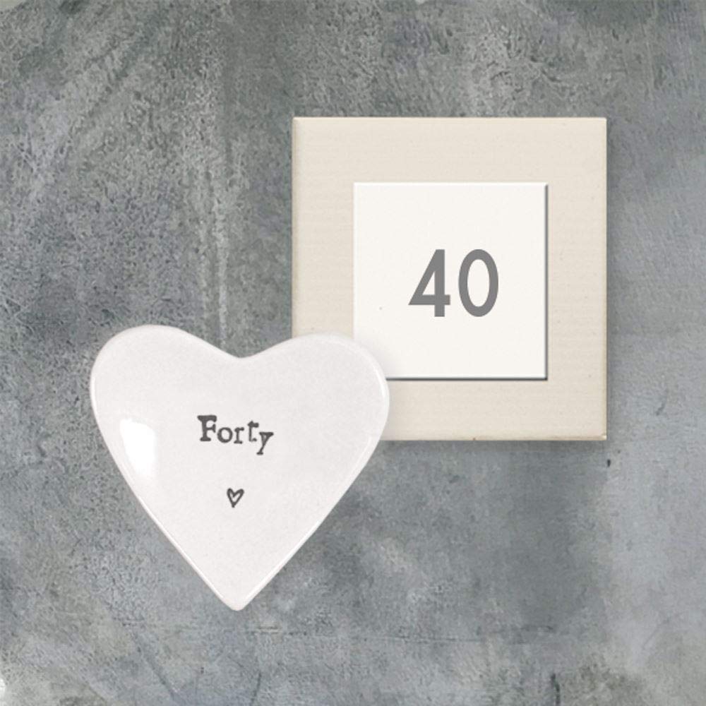 40th Birthday Porcelain Mini Heart Ring Dish Gift Boxed  East of India