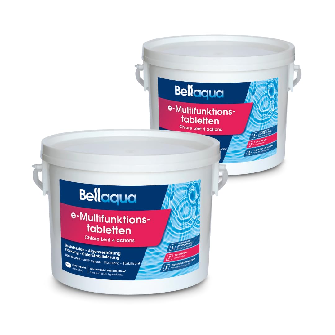 BELLAQUA Chlore Lent Multifonction Piscine 2 x 3kg Galet Traitement Complet