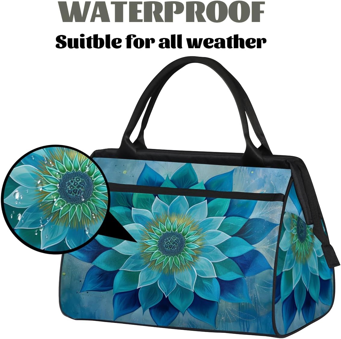 Blue Mandala Carpet Small Overnight Weekender Tote Bag for Women Men Foldable Travel Duffel Bags Lightweight Sports Gym Bag Waterproof Carry On Luggage Weekender Bag for Traveling Gifts
