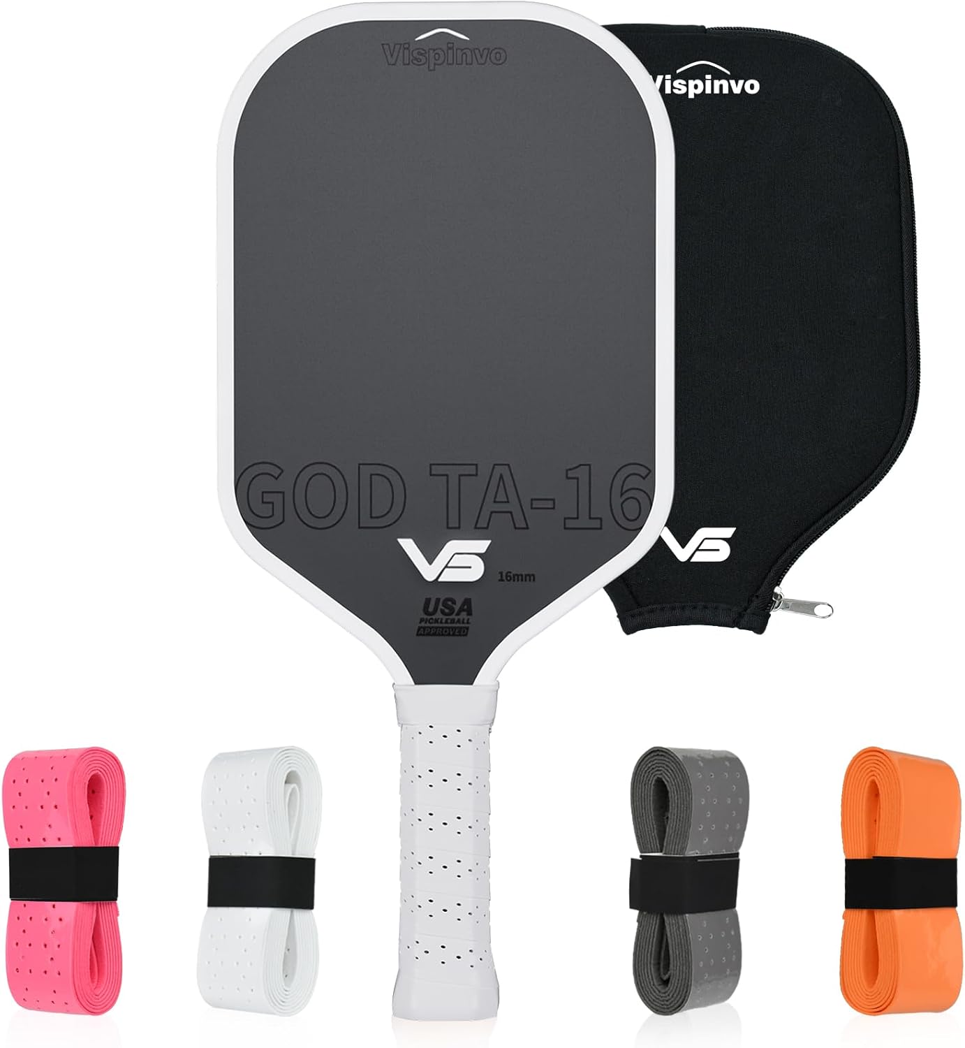 Pickleball Paddle Carbon Fiber USAPA Approved, 16MM T700 Thermoformed Pickleball Paddle with Polypropylene Honeycomb Core, Foam Injected Edges Designed for Ultimate Spin & Consistency(White)