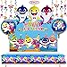 Baby Shark Party Supplies Set with 1PCS Baby Shark Backdrop 5PCS Baby Shark Balloons 30PCS Baby Shark Swirl Decorations 1PCS Shark Table Cloth for Shark Party Baby Shower Birthday Pack of 37