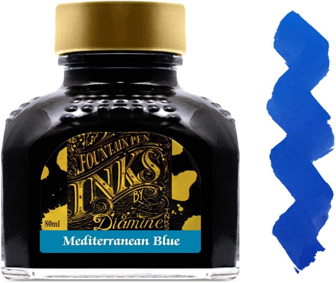 Diamine Refills Mediterranean Blue Bottled Ink 80mL - DM-7036