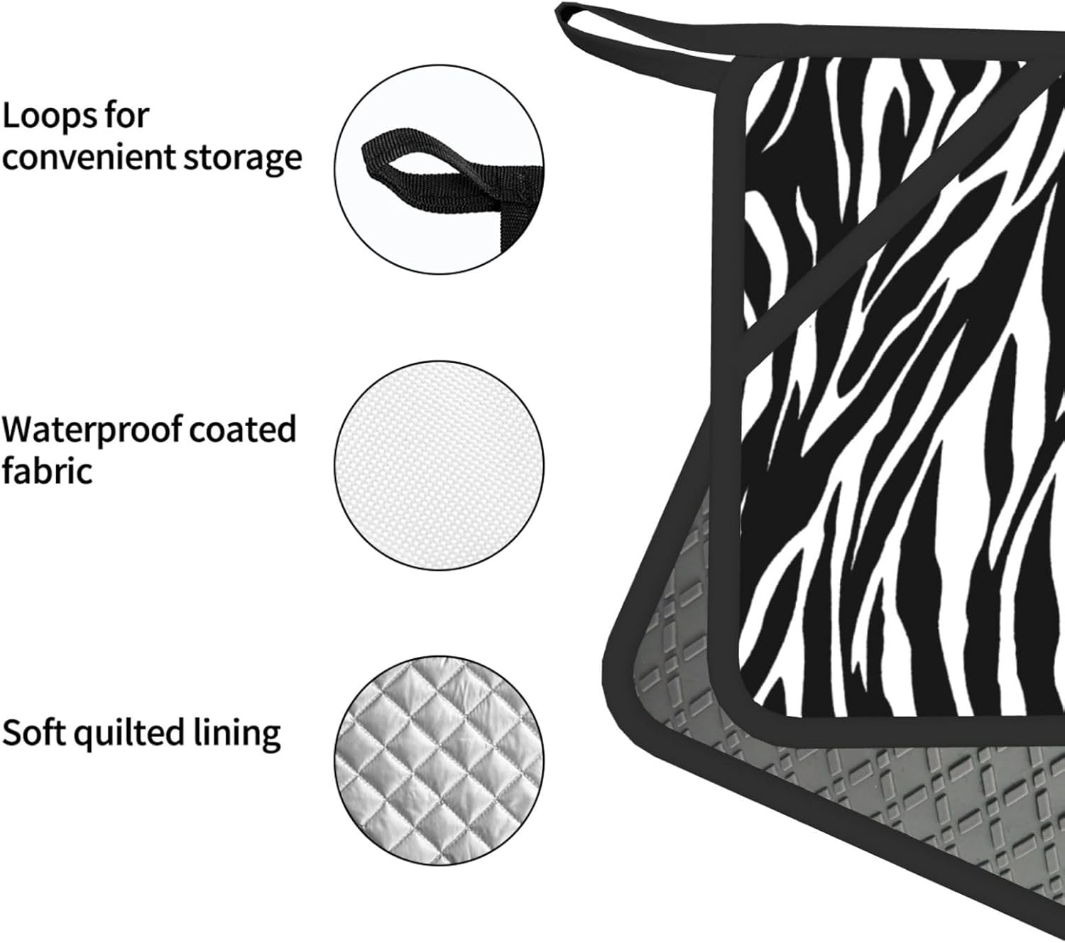 Zebra Print Oven Mitts and Pot Holders Set of 4 Heat Resistant Kitchen Gloves with Silicone Palm Hot Pads for Baking Cooking Grilling BBQ