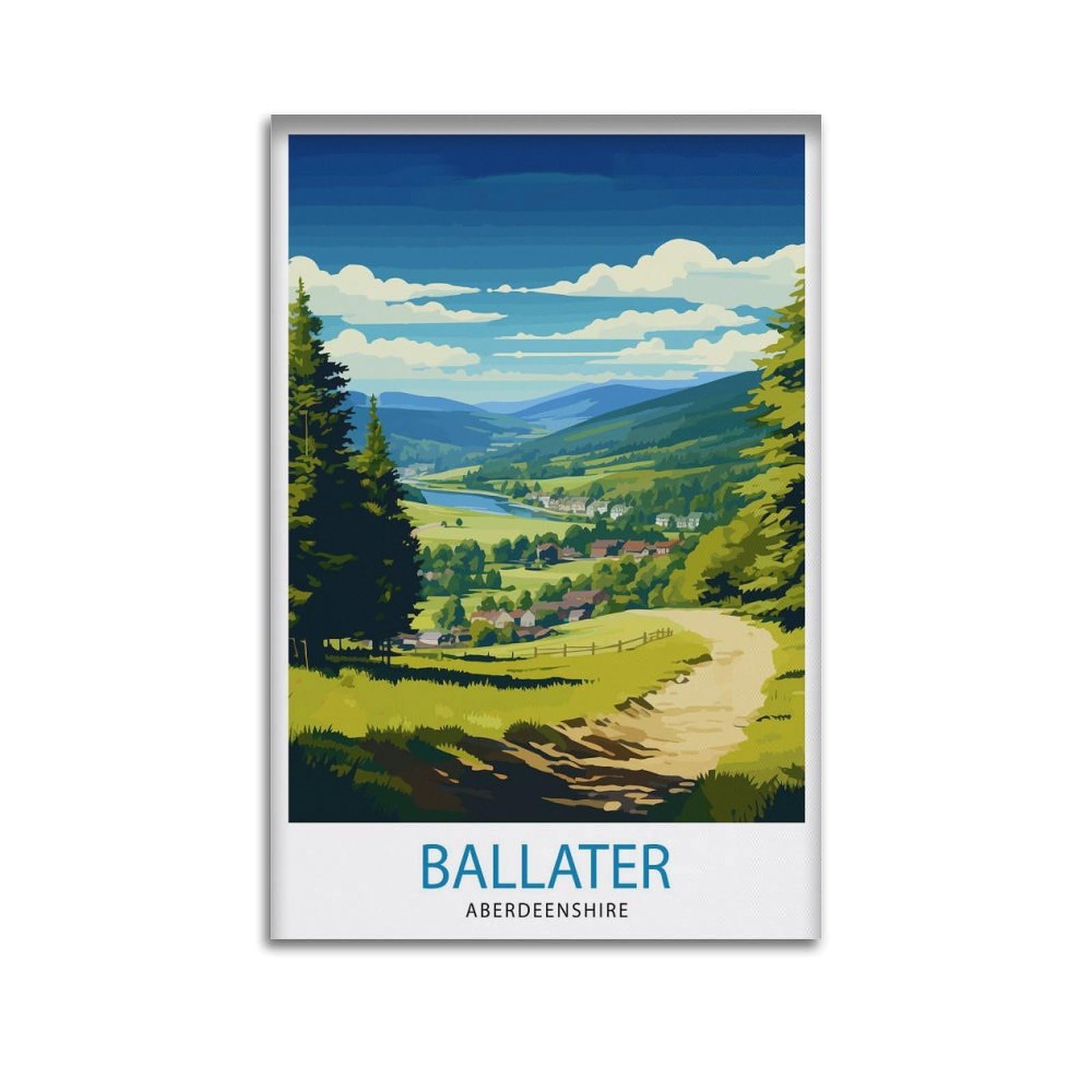 xiaoxiaoshen Ballater Aberdeenshire Travel Ill Canvas Poster Wall Art Prints Room Aesthetic Murals Bedroom And Living Decorations 24x36inch(60x90cm)