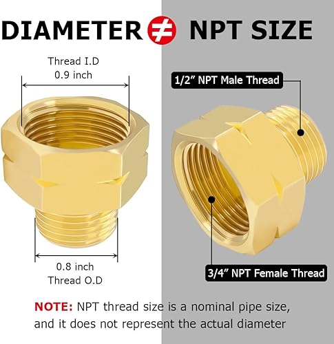 Miniatura 2 de Hooshing Adaptador reductor de rosca macho NPT hembra de 34 "NPT a 12" NPT macho