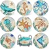 UPINS Ocean Diamond Art Painting Coaster Kit, 8Pcs DIY Crafts Kit with Holder, Non Slip Coaster Art Supplies for Adults, Ideal Christmas Gift