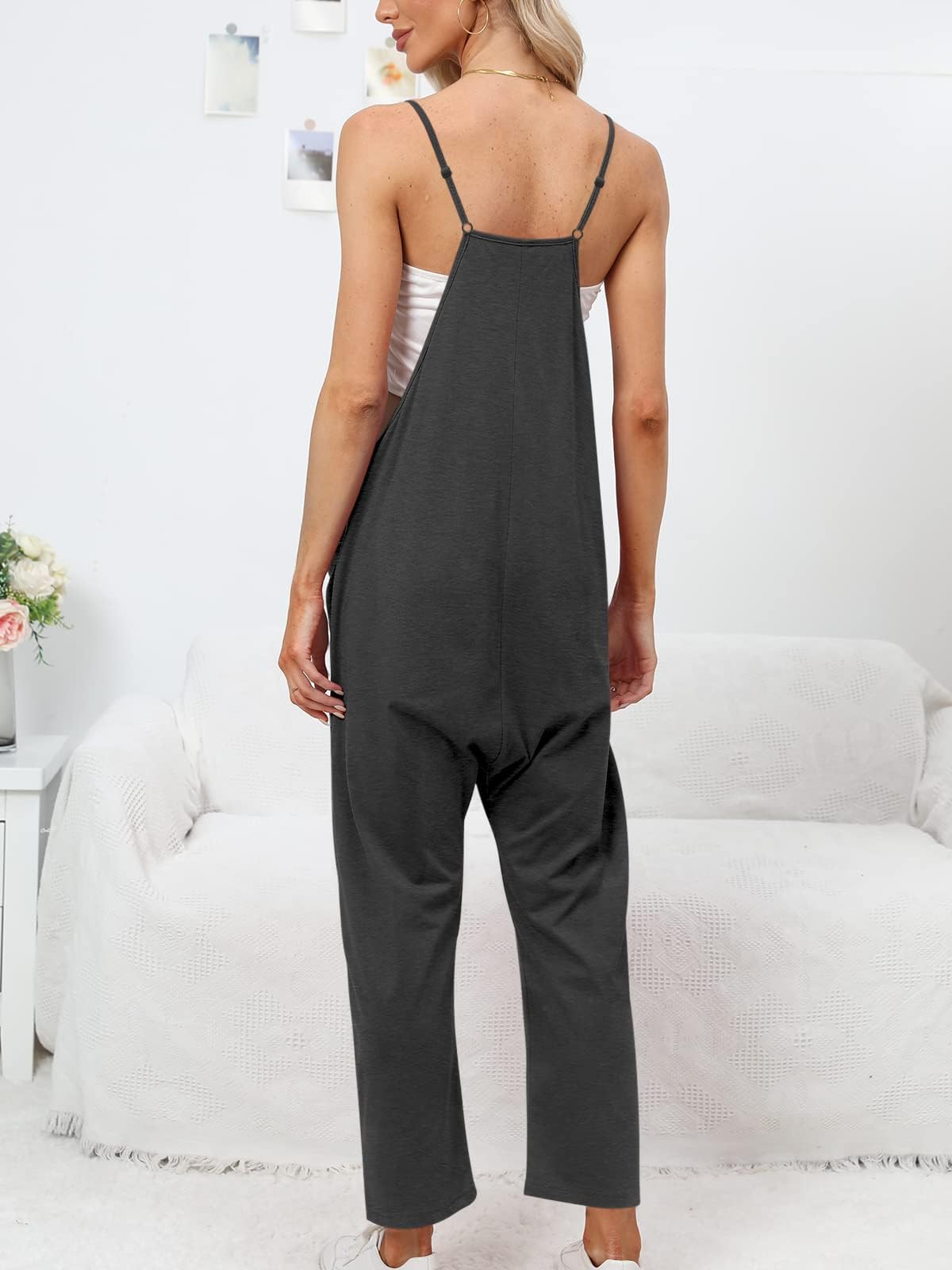Pantalones de trabajo para mujer Cegerne Mono holgado Peto sin mangas con grandes bolsillos