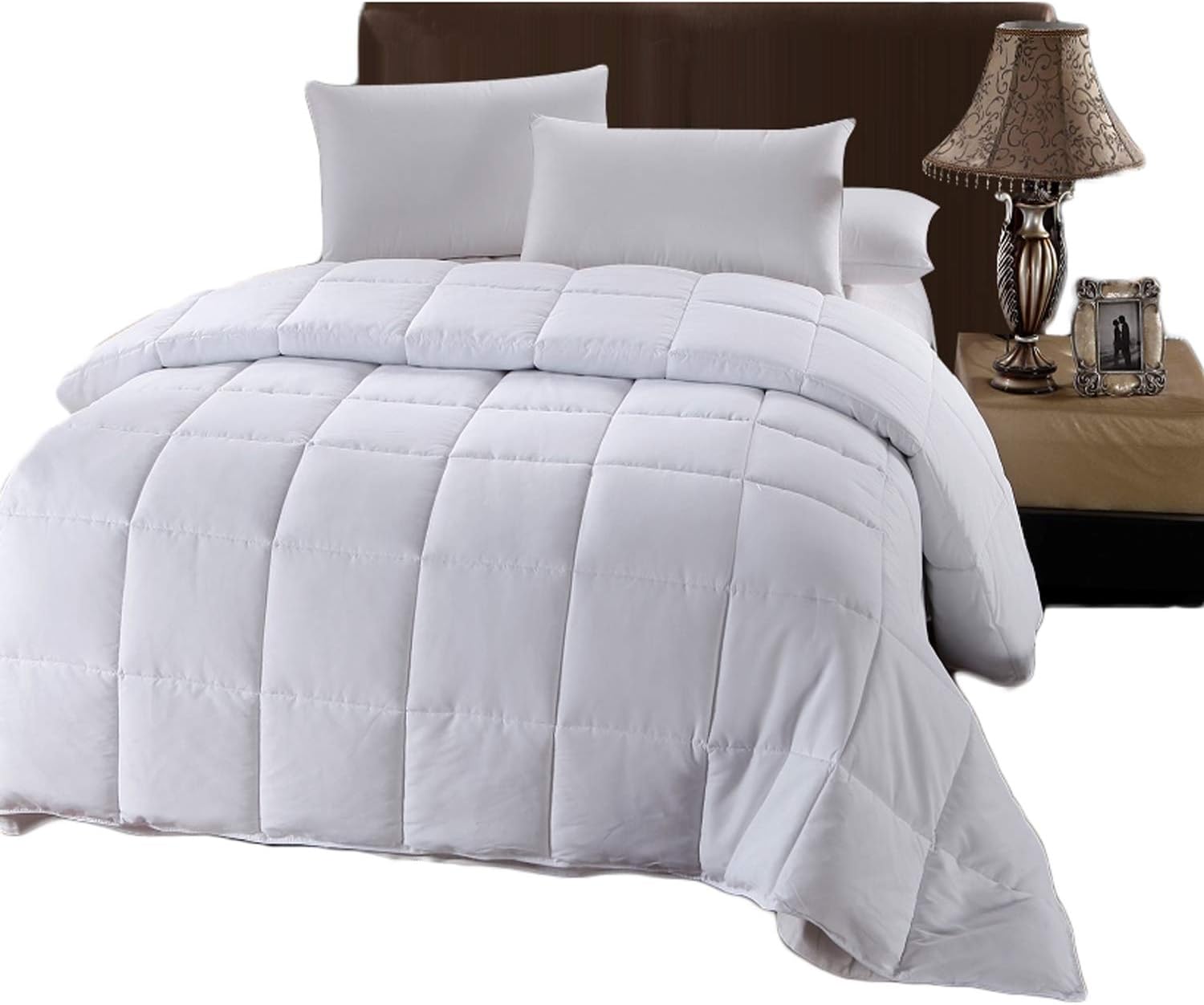 Royal Hotel Bedding White Down Alternative King Comforter with Corner Tabs - Hypoallergenic All-Season Plush Hotel Style Comforter, Duvet Insert King-Size