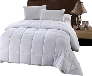 Royal Hotel Bedding White Down Alternative Queen Comforter with Corner Tabs - Hypoallergenic All-Season Plush Hotel Style Comforter, Duvet Insert Queen-Size