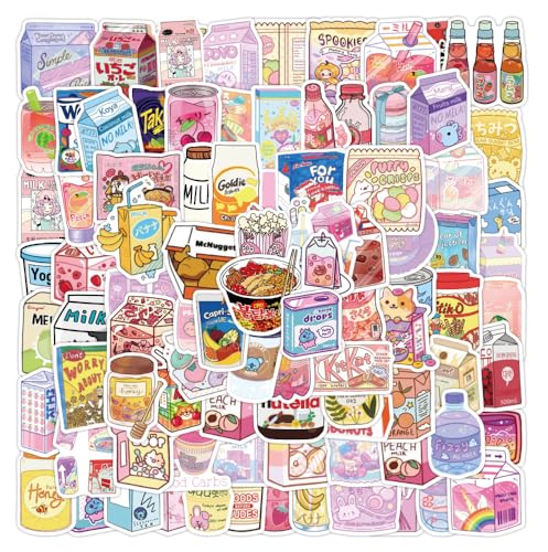 100pcs Cute Snack, Food, and Drink Stickers Set - Kawaii Small Stickers for Teens, Boys, Girls, and Adults