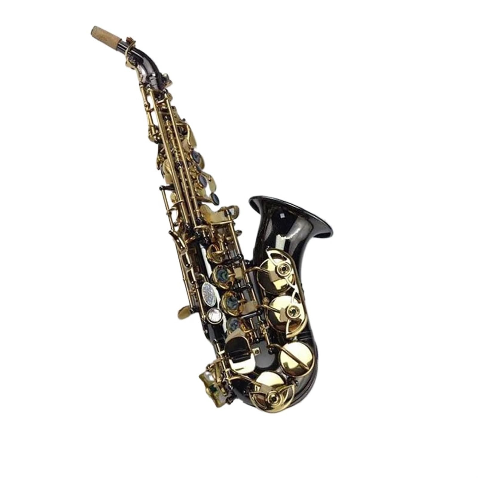 Saksofon Czarny nikiel saksofon sopranowy mosiądz wyrzeźbiony wzór Bb Bend Althorn Sax instrument dęty