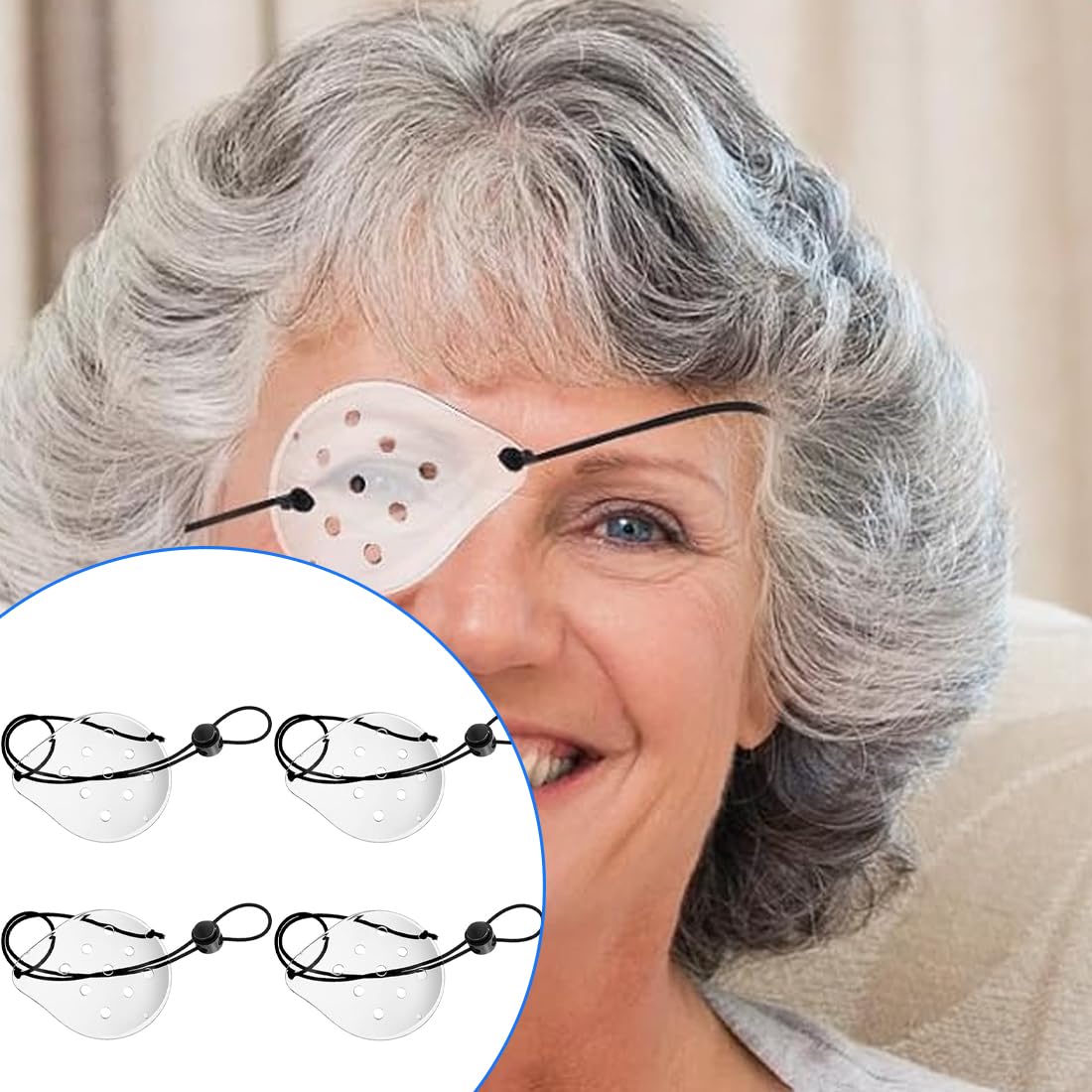 EIHI 4pcs Maschera oculare trasparente, conchiglia protezione occhi maschera oculare porosa in plastica con retrattile, traspirante maschera oculare, traspirante per uomini e donne