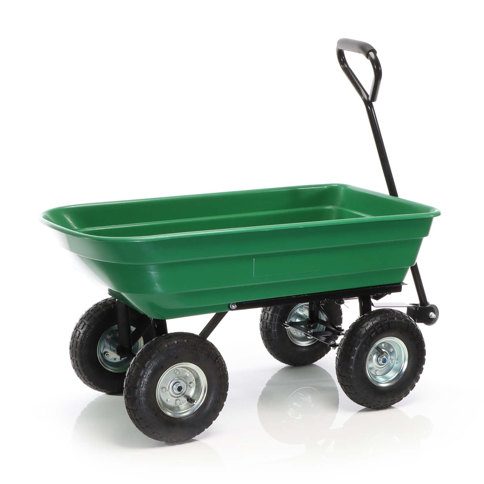 Wiltec Chariot de Jardin à Main – 1050 x 450 x 485 mm – Volume 50 L – Capacité de Charge 200 kg – avec Benne basculante et 4 Roues – Remorque Brouette jardinerie