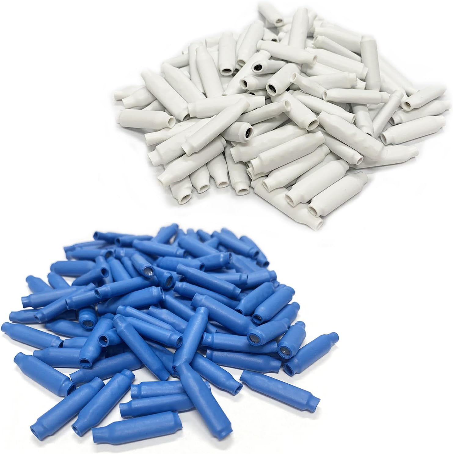 Wire B Connector, Blue + White, 300 PCS + 300 PCS, Crimp, Brass, Polyolefin Insulation, 18-30 Gauge, Low Voltage, Telephone Alarm Wiring