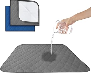 2 Pack Incontinence Bed Chair Pads Washable Reusable Waterproof Seat Protector Pads for Sofa/Wheelchair in Pee Pads for Beds Fast Absorbent-1 Grey & 1 Blue