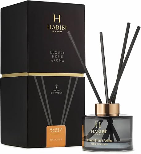 Miniatura 4 de H Habibi Difusores de aceite esencial Splended Sunset para el hogar, juego de difusor de varillas de lujo con aceite de 5.1 fl oz y 4 palitos de