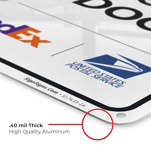 Vista 640 de Cartel de entrega del paquete, letrero de instrucciones de entrega, 10 x 7 pulgadas, aluminio 040 libre de óxido, resistente a la decoloración