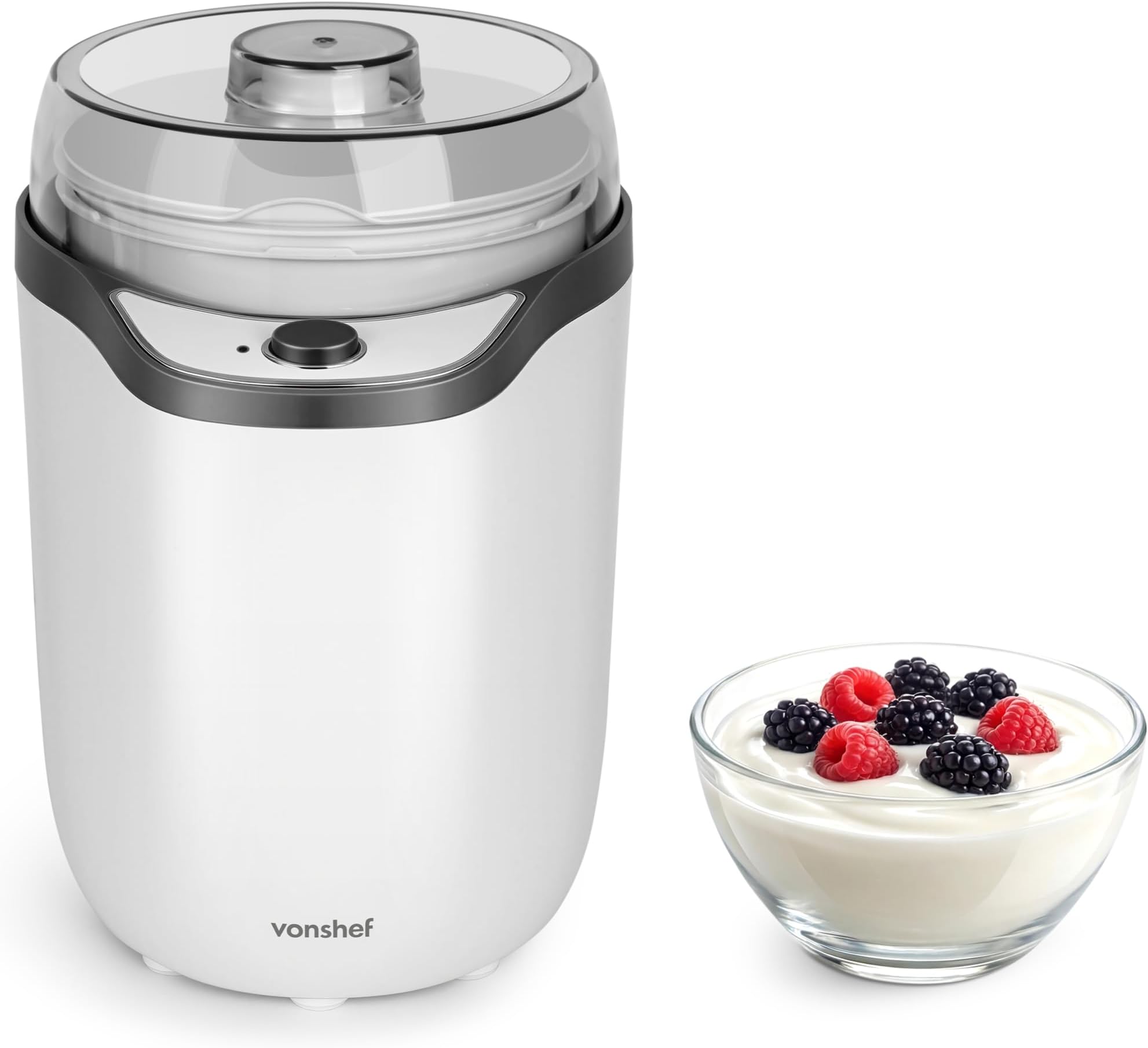 Yoghurt Maker Machine – Yogurt Maker with Strainer & Recipes Included, 1.8L, Ideal for Greek & Natural Yoghurt with No Sugars or Preservatives, Easy Cleaning & Simple Operation - White