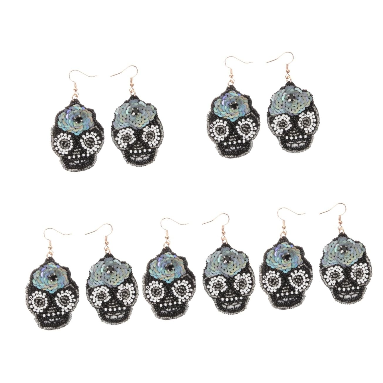 Boucles oreilles crâne perles Healeved 5 paires style punk - 8