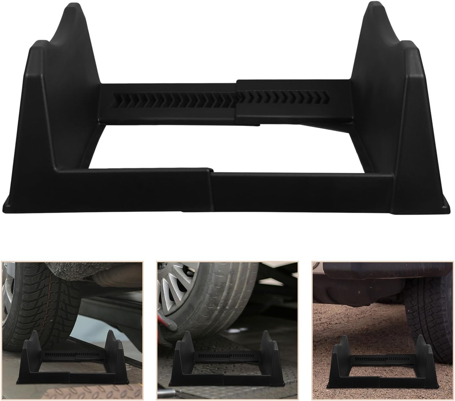Adjustable Spare Tire Display Stand Rack for Car Wheels and Rims, Heavy Duty Black Pp Tire Holder to Optimize Storage Space, for Garages and Trailers