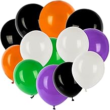 100PCS Halloween Balloons Garland Arch - MAQIHAN Halloween Birthday Party Decorations Indoor Matte Orange Black Purple Green White Latex Balloons Globos Para Fiestas Ballon Decoration Supplies 12 Inch