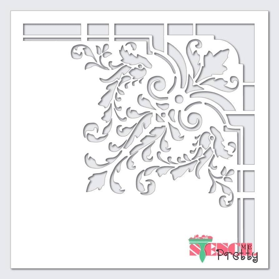 Amazon.com : Fancy Victorian Corner Stencil Design Best Vinyl Large Damask Border Stencils for Painting on Canvas, Wood, Wall -M (15