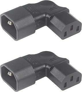 Right Angle IEC Adapter,C13 To C14 Adapter,90 Degree Power Adapter,C14 Male to C13 Female Plug Adapter Kettle Lead,IEC 60320 Male to Female Power Extension Converter,AC Wall Plug Adapter(2Pack)