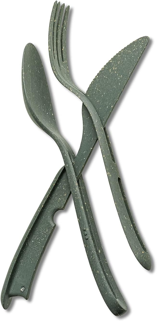 Koziol 8003701 KLIKK File Plastic, Reusable, Knife, Fork, Spoon, Outdoor, Camping, Picnic, Hiking, Vacation, Lunch to go, Cutlery Set of Three