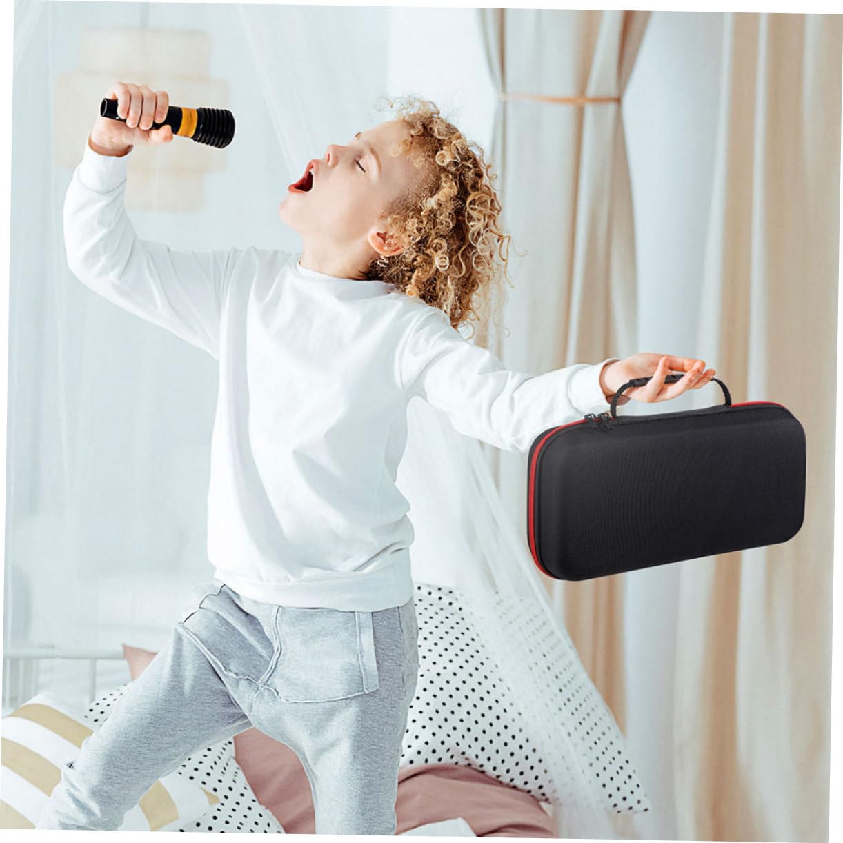 Kisangel 2pièces Étui de Rangement pour Microphone Portable Sac de Transport avec Fermeture Éclair Lot pour Micro à Main