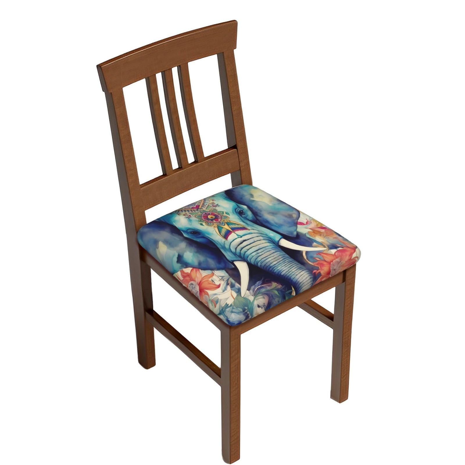 DWVTSLH Peacock Feathers Elephant Bar Stool Covers Square, Six Piece High Elastic Soft Seat Cushion Cover Protector Washable Barstool Slipcovers Nonslip Replacement Square Bar Chair Covers