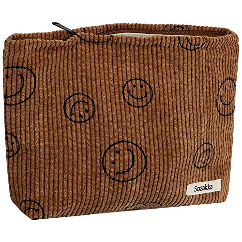 Aufona Smiley Face Makeup Bag for Women, Large Capacity Canvas Makeup