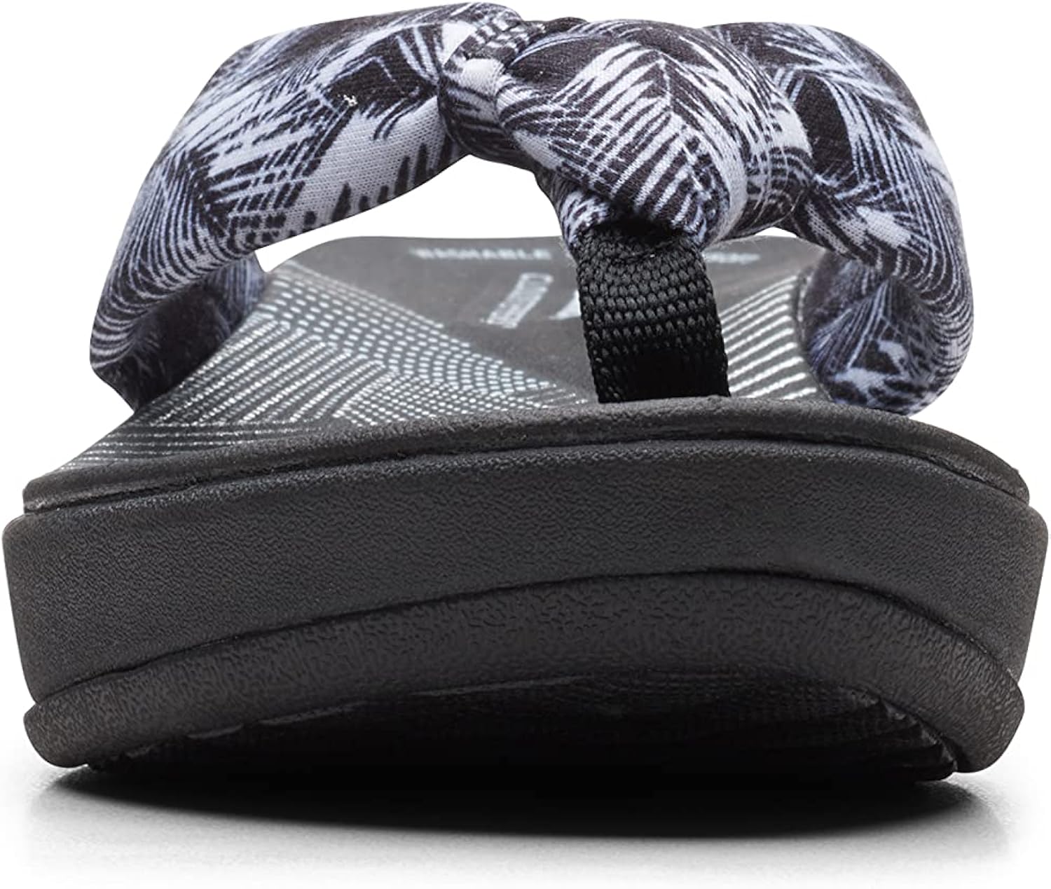 Clarks Women's Arla Glison Flip Flop 6 White Palms Textile/Black Sole