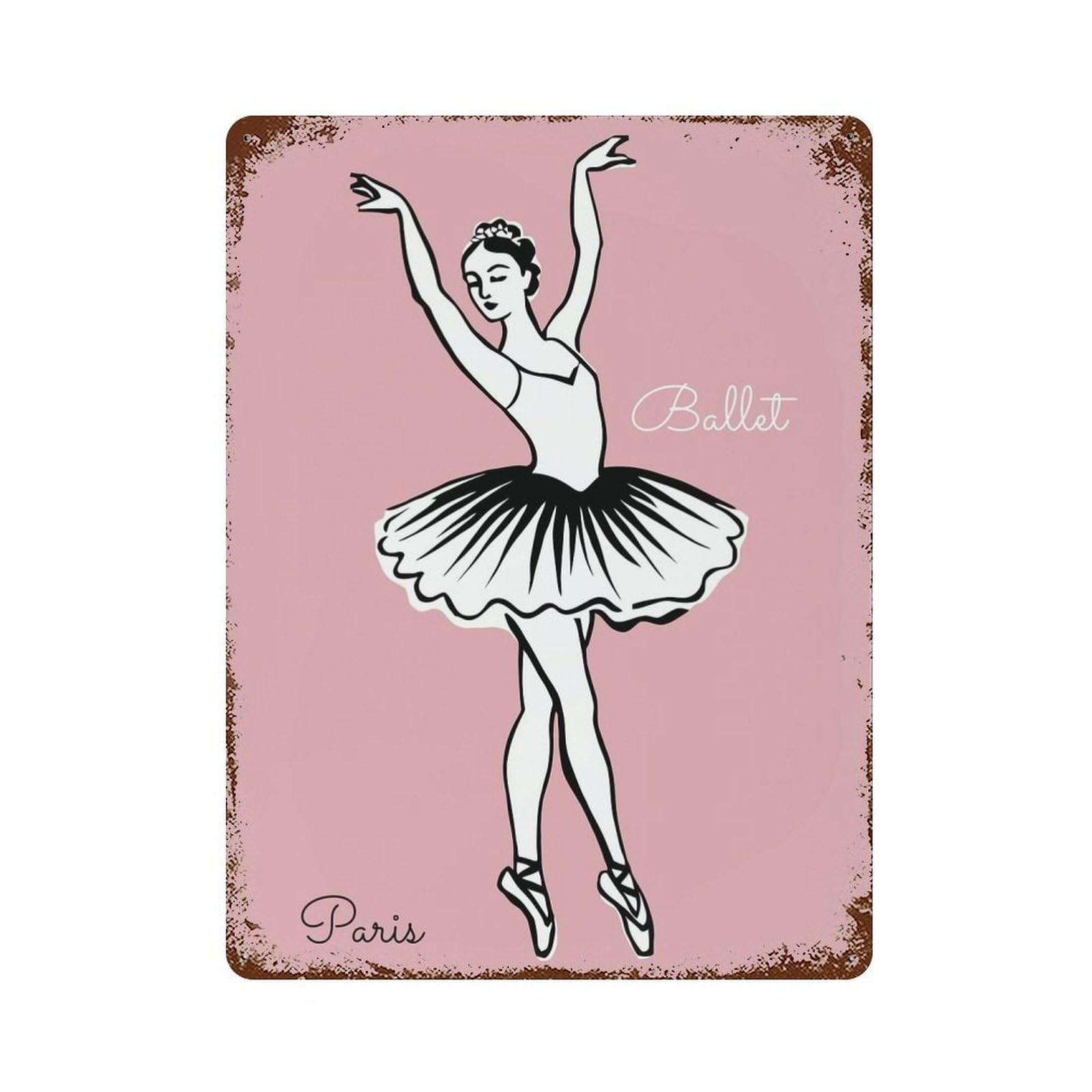 Garage Style Ballet Dancer in Paris Vintage Metal Tin Sign 15.7"x11.8", Industrial Home Decor for Bar And Workshop