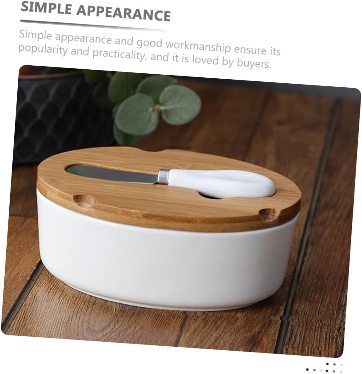 Ceramic Butter Storage Box Set with Lid and Butter Knife Oval Nordic Style for Home Kitchen Tableware