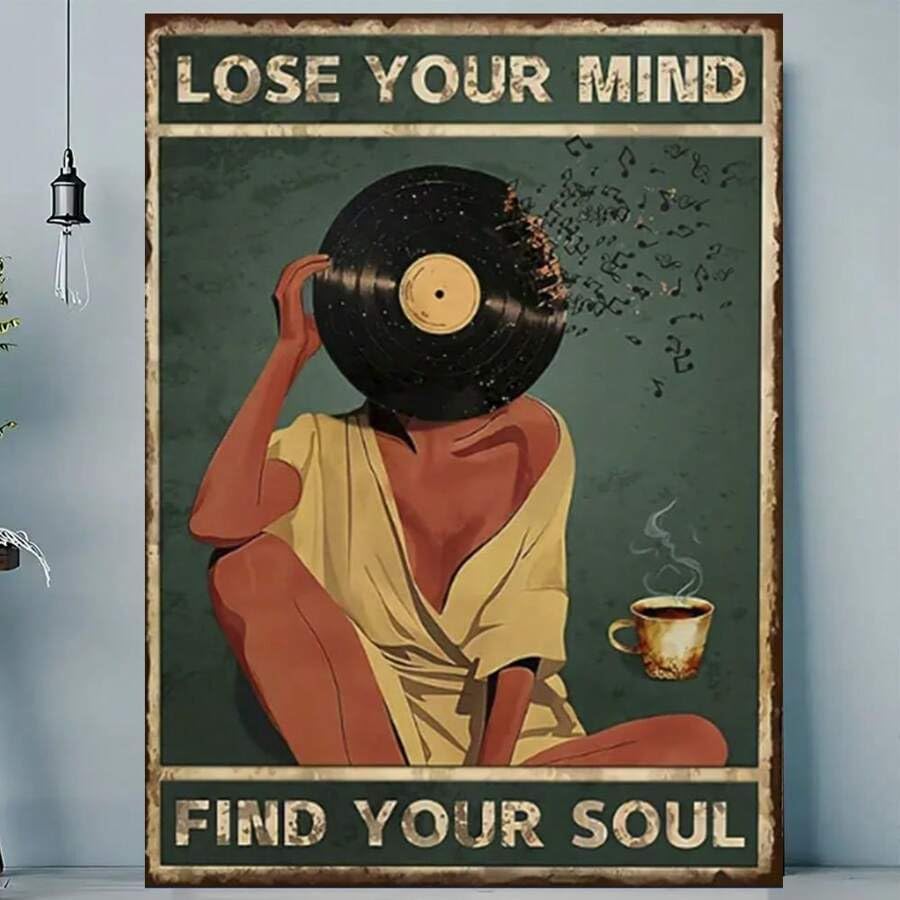 Décoration murale vintage en vinyle affiche musique cadre intérieur 70x110