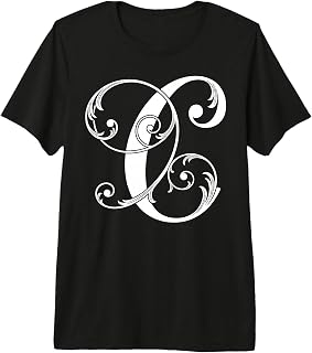 Fancy Italic Initial White Cute Letter C Alphabet Monogram Premium Tri-Blend T-Shirt