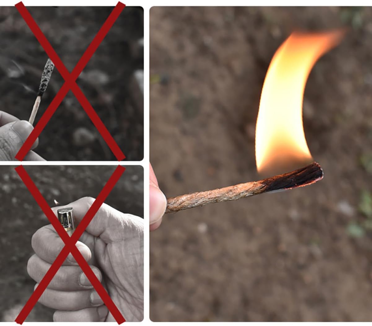 BESPORTBLE 2sets Long Burning Firecord Beeswax Firestarters Kit Wick Easy Ignition Outdoor 30pcs*2