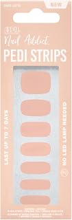 Ardell Nail Addict Pedicure Strips - Café Latte, Easy to Apply Toe Nail Polish Strips, Long-Lasting Wear Toenail Stickers, No UV Light Needed with File and Wood Stick, 1 Pack
