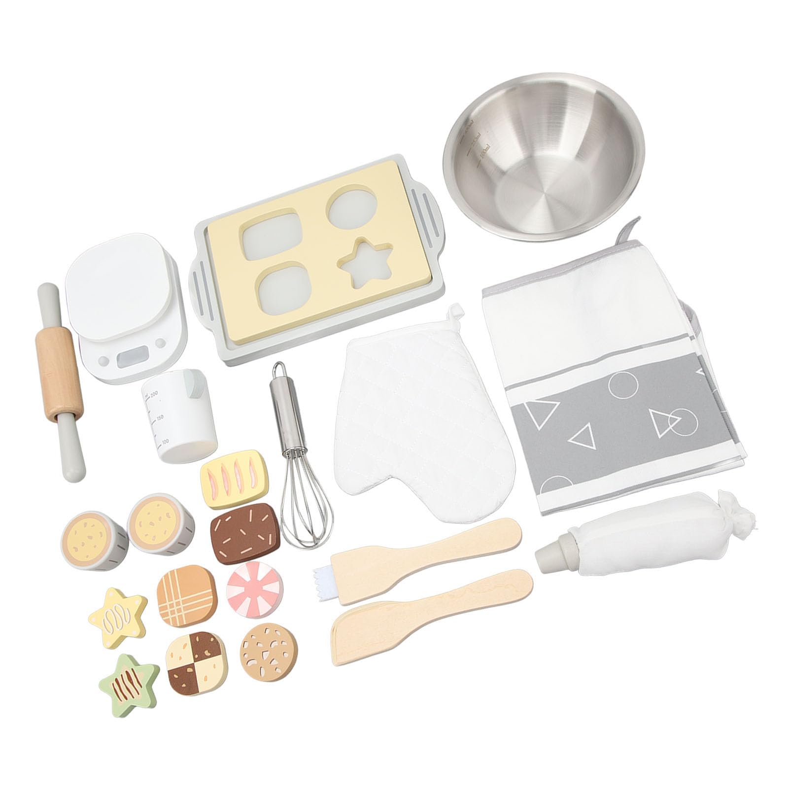 Giocattoli da Cucina in Legno Giocattoli per il Mento dei Bambini Utensili da Cucina per Bambini Set da Gioco per Dolci Bilancia Elettronica con Misurino in Legno di Faggio e Metallo Educativi