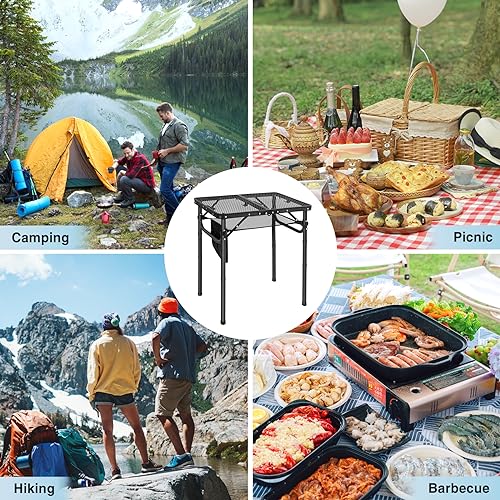 RedSwing Folding Grill Table, Lightweight Height Adjustable Aluminum Table with Mesh Desktop and Mesh Bag for Outdoor Camping Picnic BBQ, 2 Feet, Black - Thumbnail 7