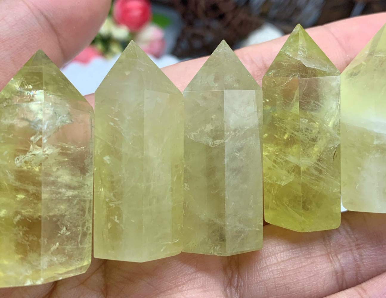 Amazon.co.jp: シトリン ポイント 黄水晶 六角柱 天然石