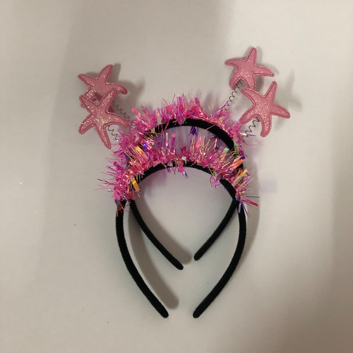 LABRIMP 2pcs Pink Glitter Sea Star Party Hair Bands Lightweight Non-deformation Shiny Headwear for Festival and Party Accessories