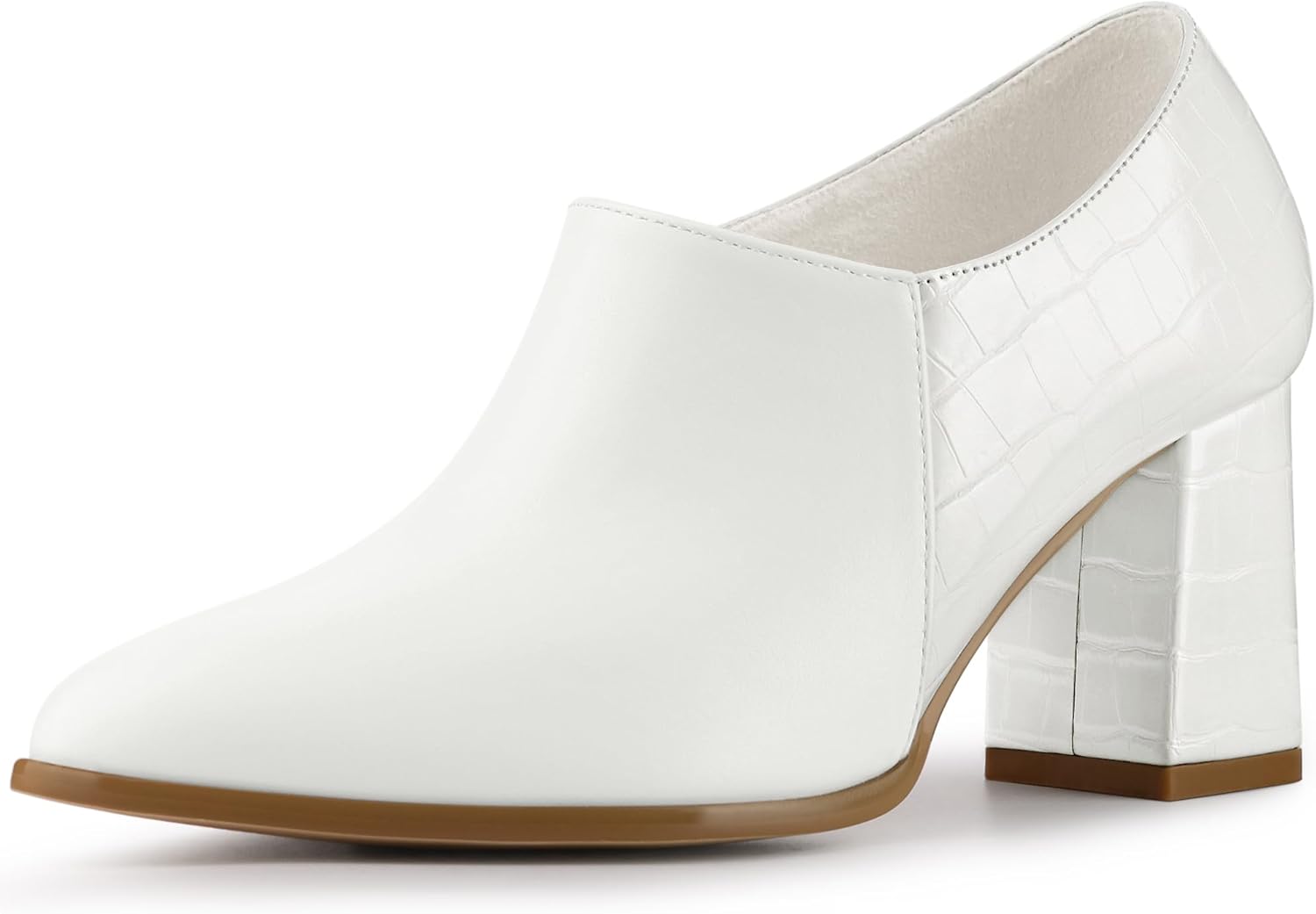 Allegra K Women's Heel Boots Pointed Toe Chunky Heels Ankle Booties