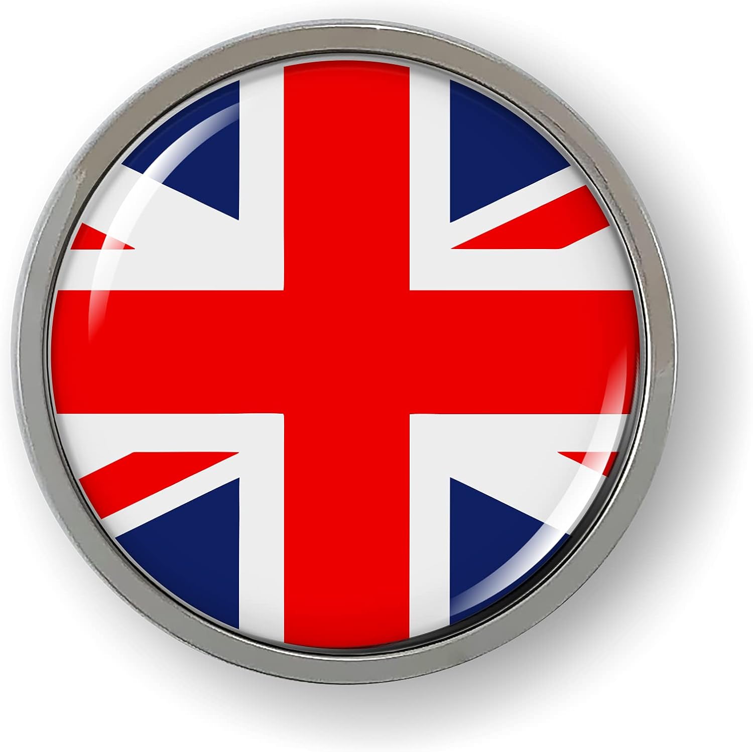Union Jack United Kingdom Flag 3D Domed CAR Emblem Badge Sticker Chrome Metal Round Bezel