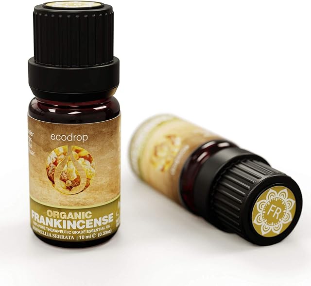 Frankincense Oil, Cosmos Certified Organic, 100% Pure, Best Therapeutic Grade for Aromatherapy, Massage, Diffusers & Bath - 10ml (Boswellia Serrata)