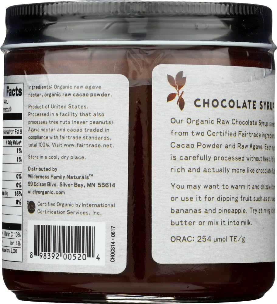 WILDERNESS PRODUCTS, Syrup, Chocolate, Pack of 6, Size 20 OZ, (Gluten Free GMO Free Kosher Vegan Wheat Free Yeast Free 95%+ Organic)