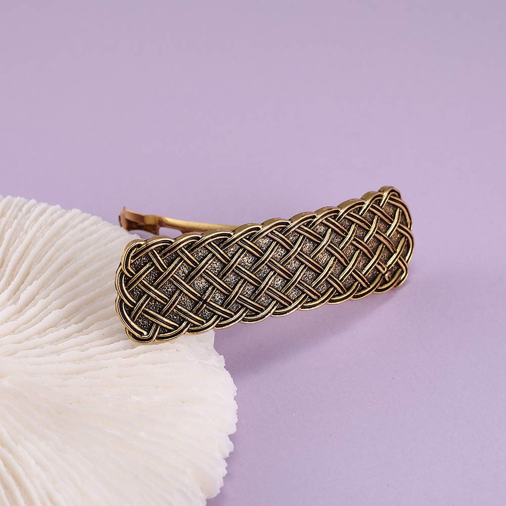 kkjoy Metalen Keltische Knoop Haarspeldjes Vintage 4-Puntige Haar Clips Handgemaakte Lente Clip Haarspeld Hoofddeksels Bruiloft Bruids Haaraccessoires voor Dames Meisjes 2 Goud 8.6x2.9cm
