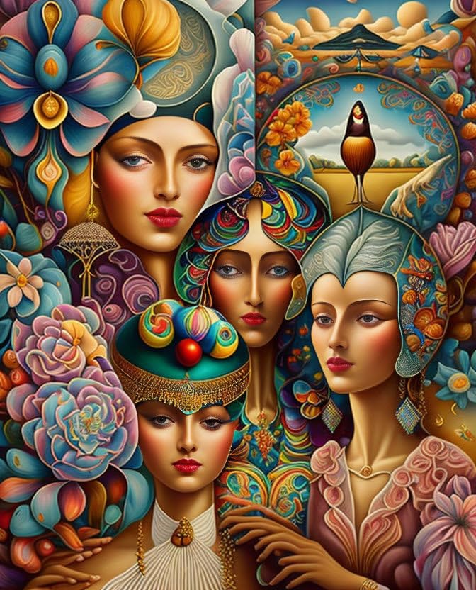 Affiches sur toile de qualite SERENDIPITP patchwork femme 58x90 cm