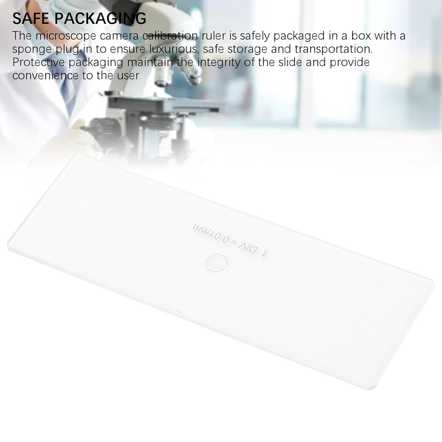 0.01mm Dot Crosshair Microscope Camera Slide, Accurate Calibration Ruler, SiO2 Microscope Calibration Slide, with Storage Box for Scientific Analysis